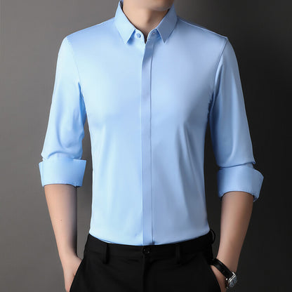Men's long-sleeved seamless business shirt
