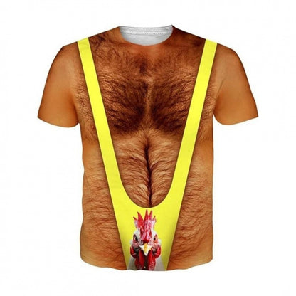 Funny 3D Hairy Chest Print Tshirt