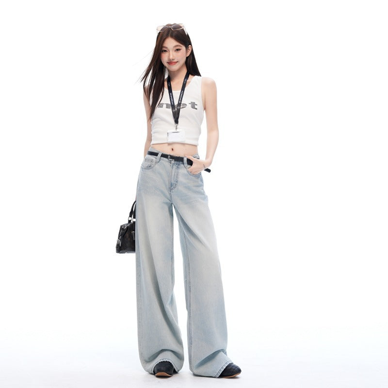 Washed Tie Flower Jeans