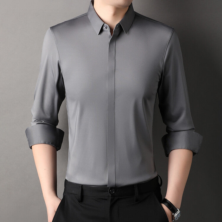 Men's long-sleeved seamless business shirt