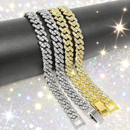 Men's Hip-Hop Cuban Chain Necklace with Diamond Accents