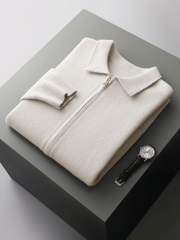 Mens 100% Wool Knitted Cardigan