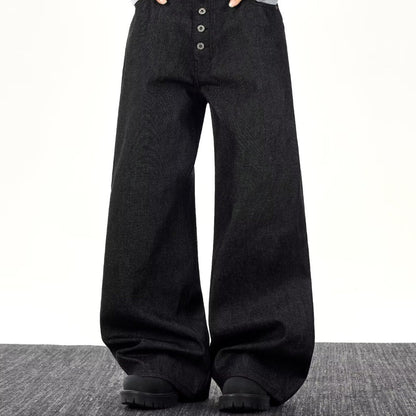 Vintage Wide-Leg Straight Denim Pants
