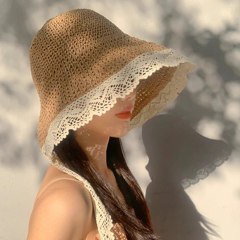 French Lace Straw Sun Hat