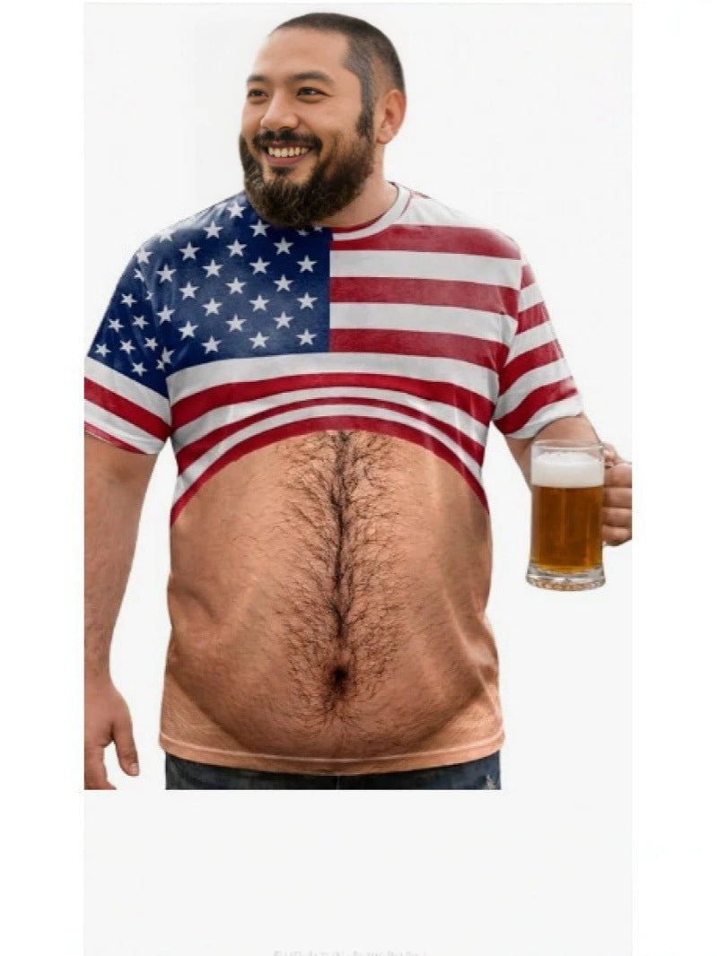Funny 3D Hairy Chest Print Tshirt