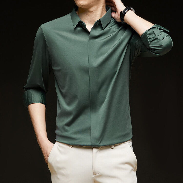 Men's long-sleeved seamless business shirt