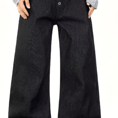 Vintage Wide-Leg Straight Denim Pants