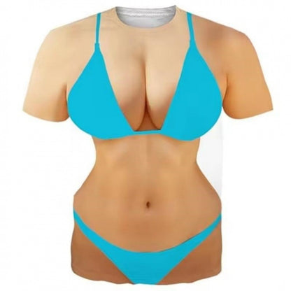 Funny 3D Hairy Chest Print Tshirt