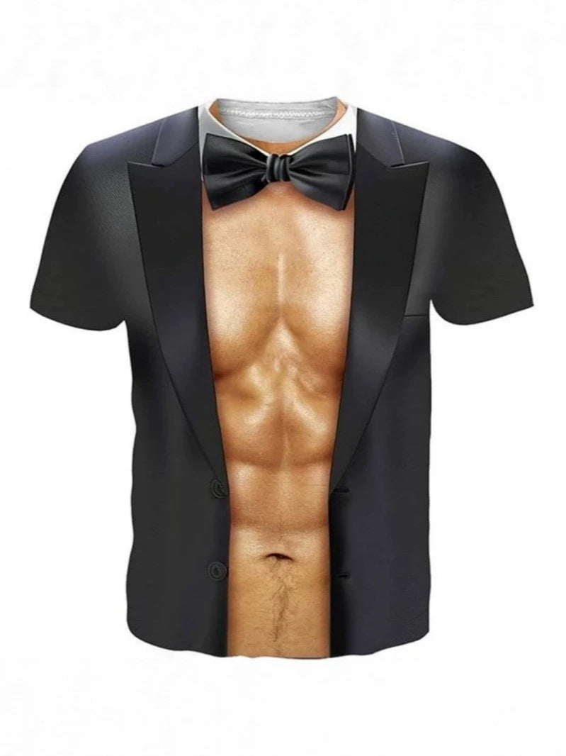 Funny 3D Hairy Chest Print Tshirt