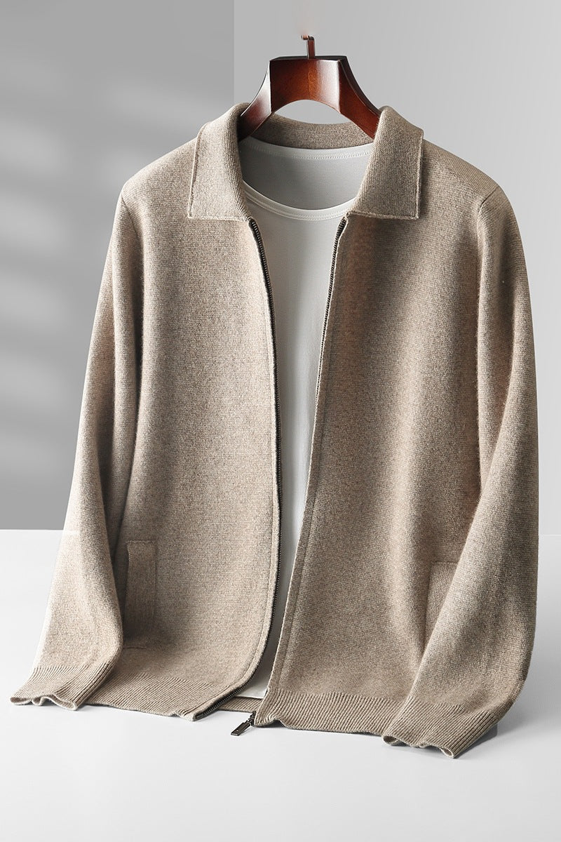 Mens 100% Wool Knitted Cardigan