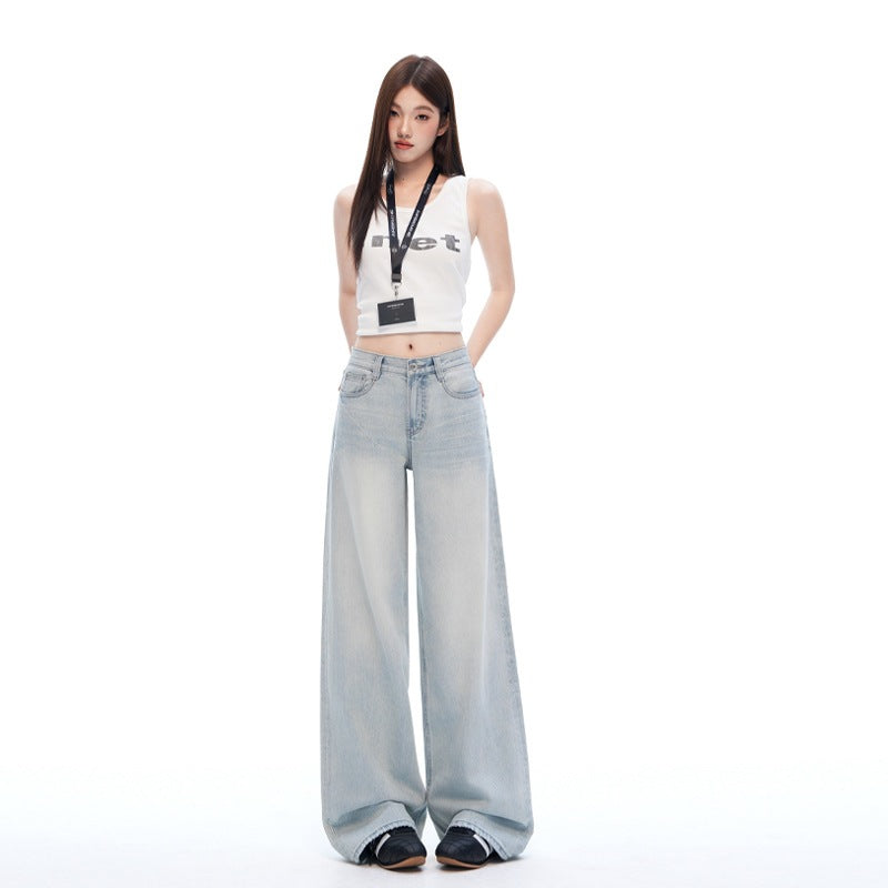 Washed Tie Flower Jeans