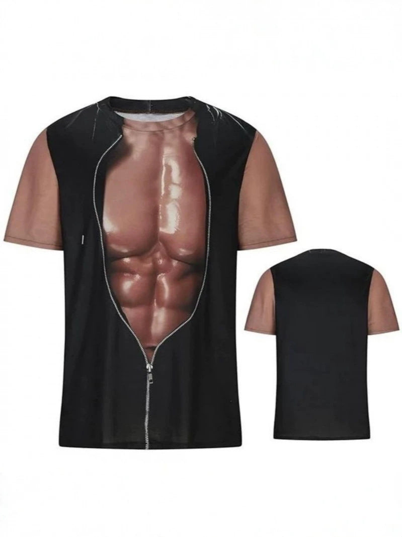 Funny 3D Hairy Chest Print Tshirt
