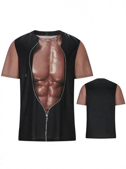 Funny 3D Hairy Chest Print Tshirt