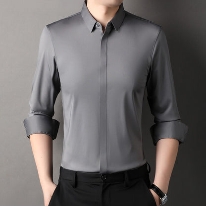 Men's long-sleeved seamless business shirt
