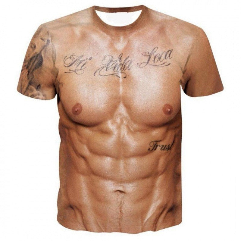 Funny 3D Hairy Chest Print Tshirt