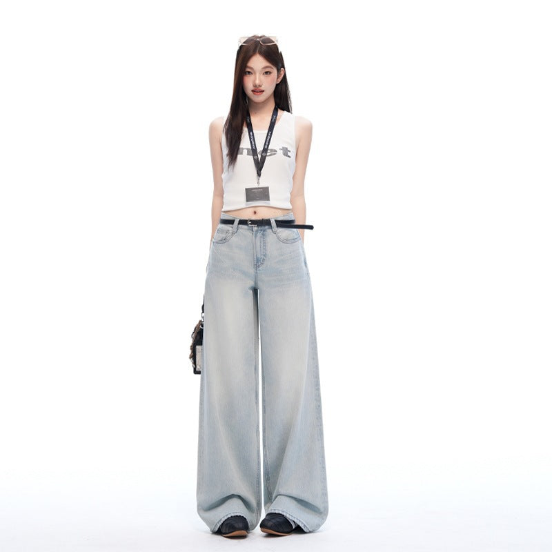 Washed Tie Flower Jeans