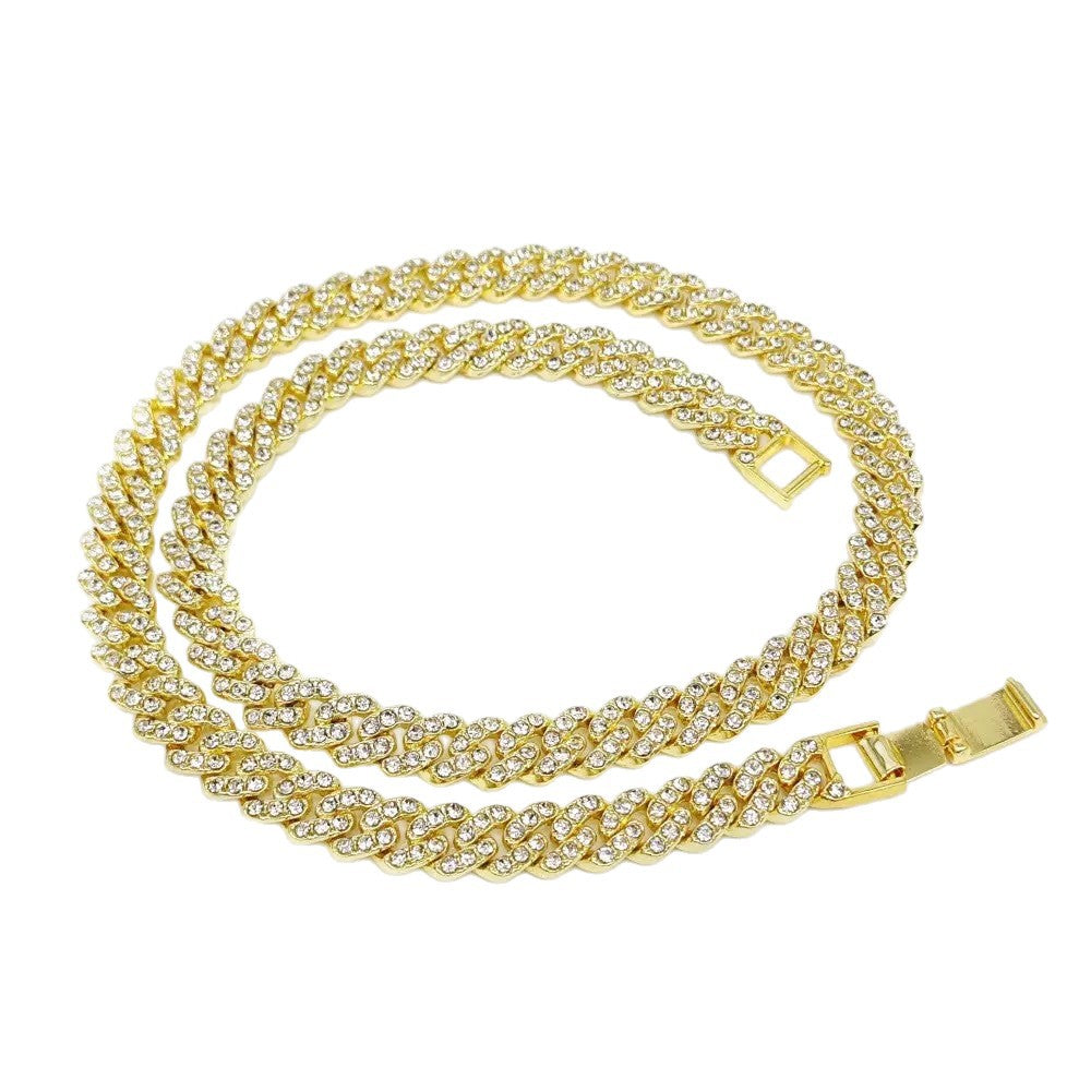 Men's Hip-Hop Cuban Chain Necklace with Diamond Accents
