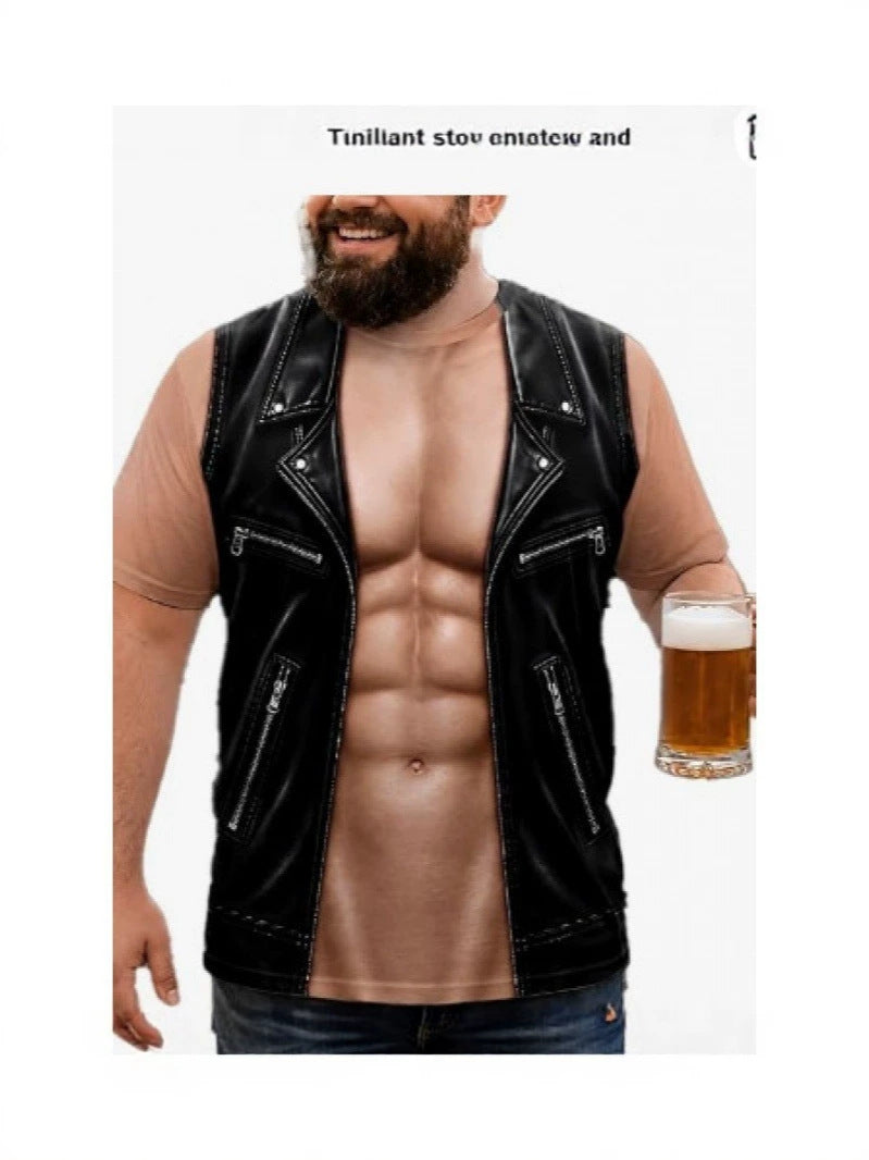 Funny 3D Hairy Chest Print Tshirt