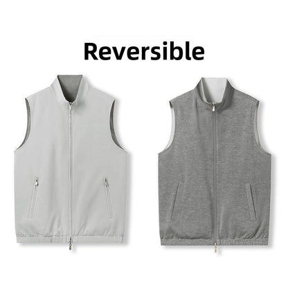 Reversible Wool Blend Stand Collar Vest