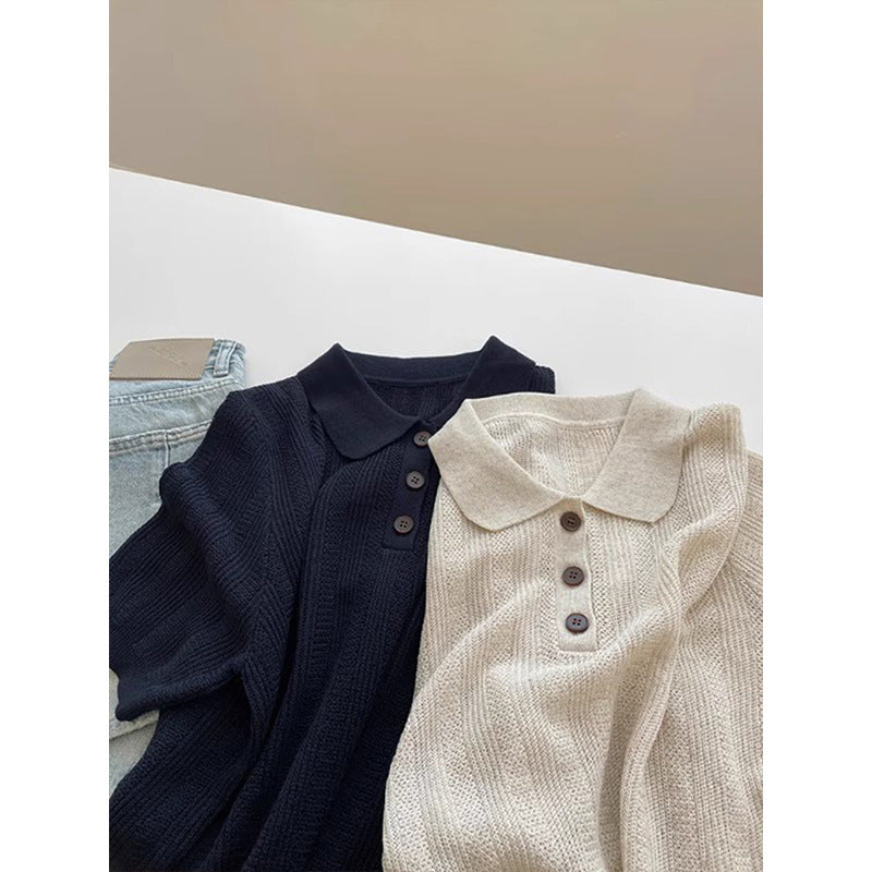 Knit lapel short sleeve