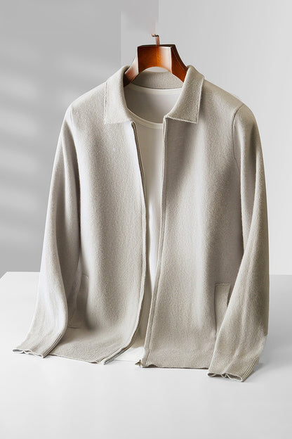 Mens 100% Wool Knitted Cardigan