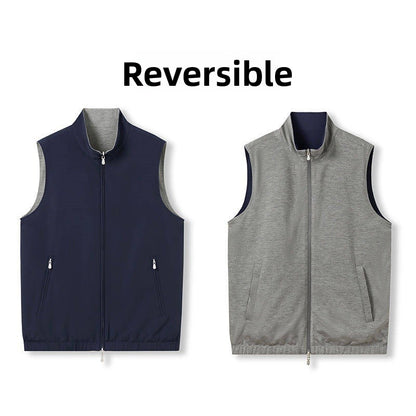 Reversible Wool Blend Stand Collar Vest
