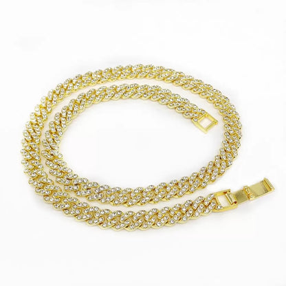 Men's Hip-Hop Cuban Chain Necklace with Diamond Accents