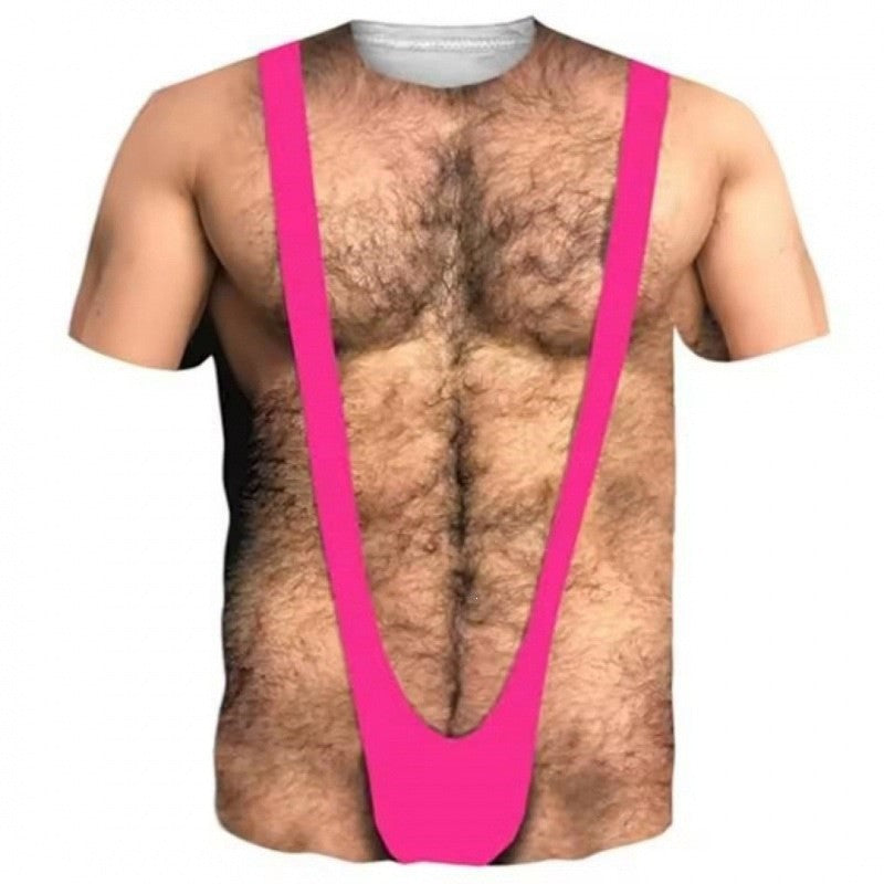 Funny 3D Hairy Chest Print Tshirt