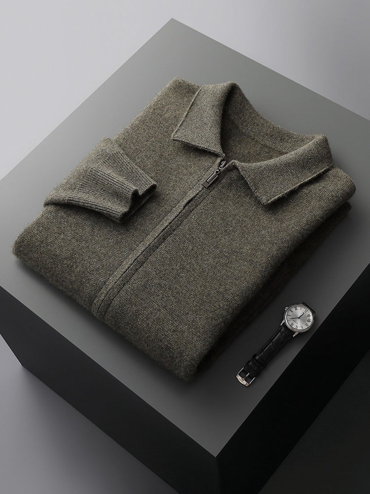 Mens 100% Wool Knitted Cardigan