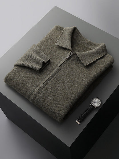 Mens 100% Wool Knitted Cardigan