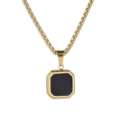 Geometric Epoxy Coated Stainless Steel Necklace