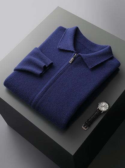 Mens 100% Wool Knitted Cardigan