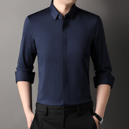 Men's long-sleeved seamless business shirt
