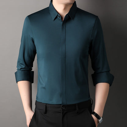 Men's long-sleeved seamless business shirt
