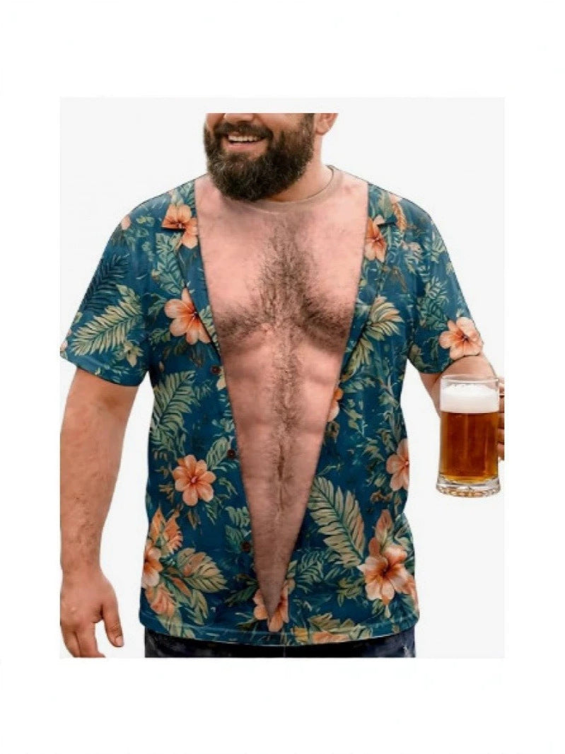 Funny 3D Hairy Chest Print Tshirt
