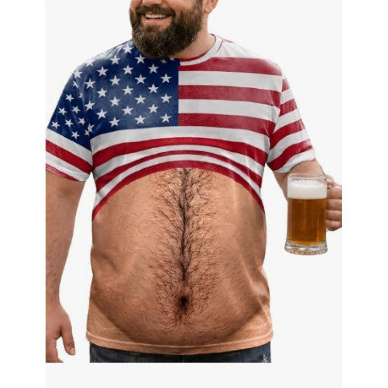 Funny 3D Hairy Chest Print Tshirt