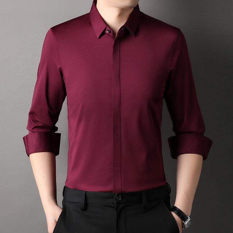 Men's long-sleeved seamless business shirt