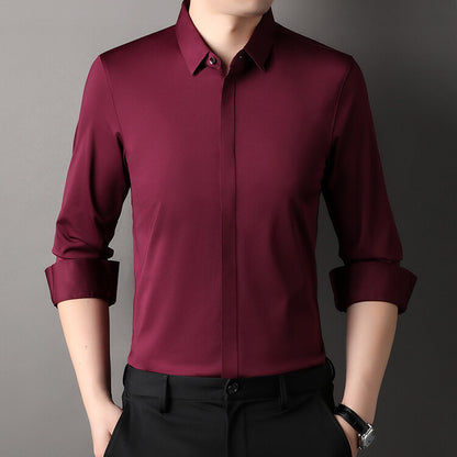 Men's long-sleeved seamless business shirt