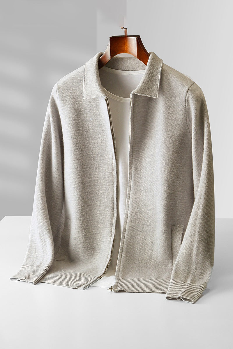 Mens 100% Wool Knitted Cardigan