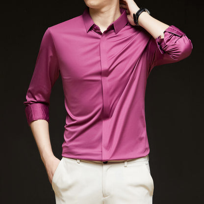 Men's long-sleeved seamless business shirt
