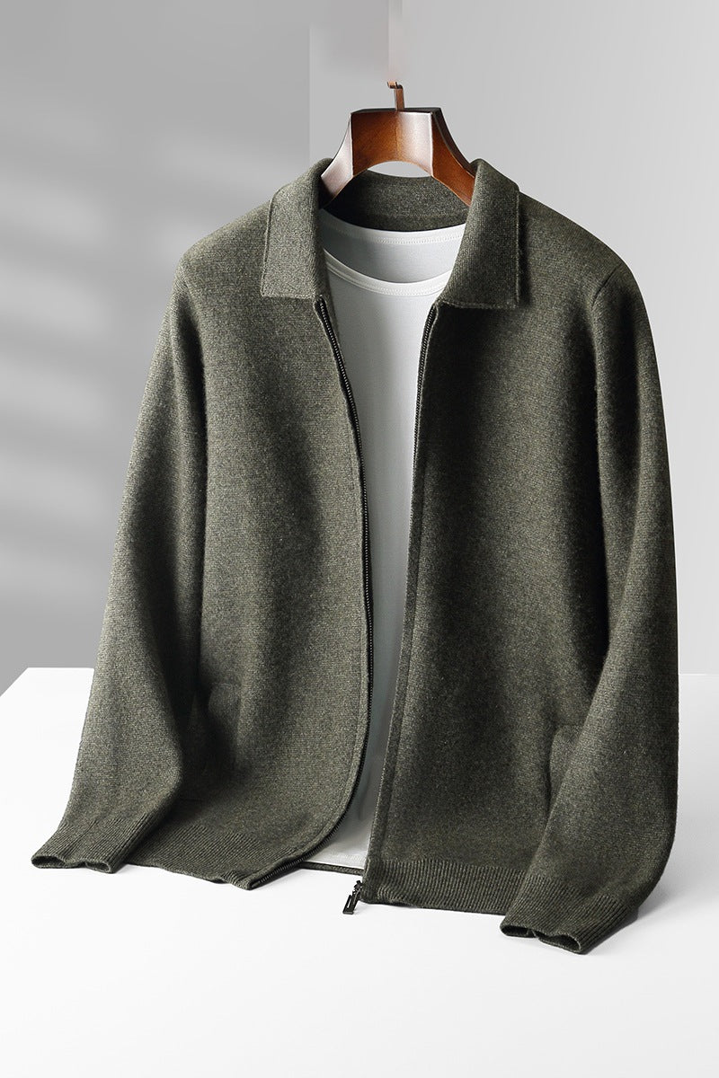 Mens 100% Wool Knitted Cardigan