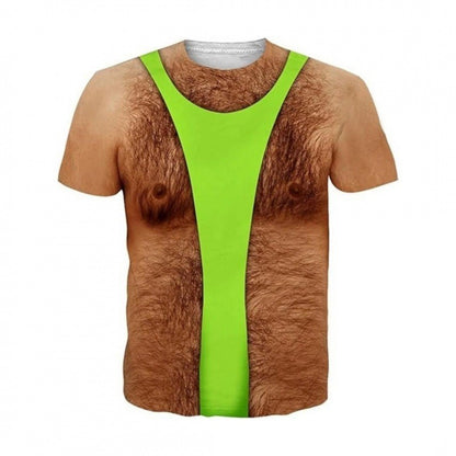 Funny 3D Hairy Chest Print Tshirt