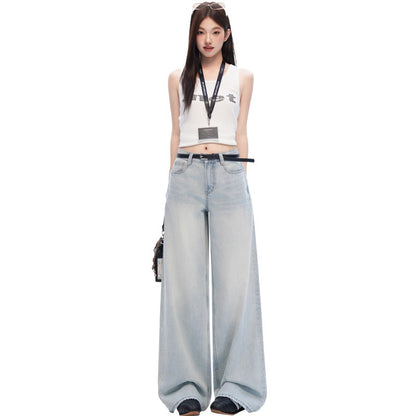 Washed Tie Flower Jeans