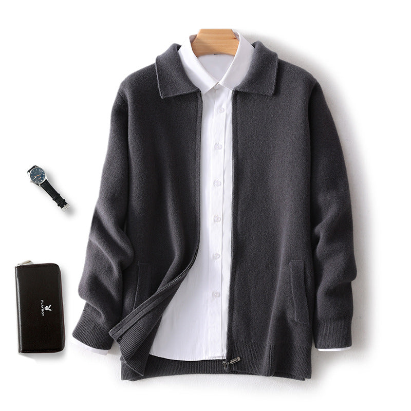 Mens 100% Wool Knitted Cardigan