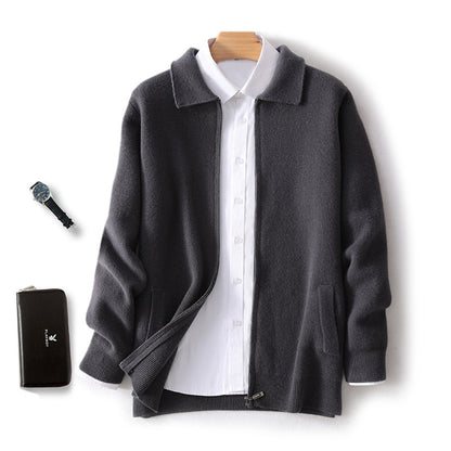 Mens 100% Wool Knitted Cardigan
