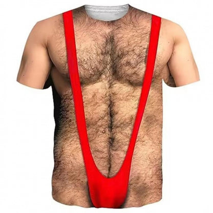 Funny 3D Hairy Chest Print Tshirt