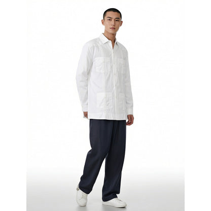 White Patchwork Casual Shirt