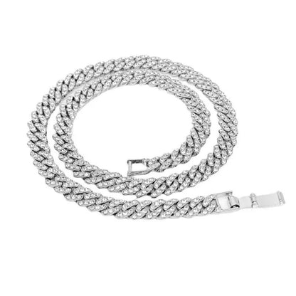 Men's Hip-Hop Cuban Chain Necklace with Diamond Accents