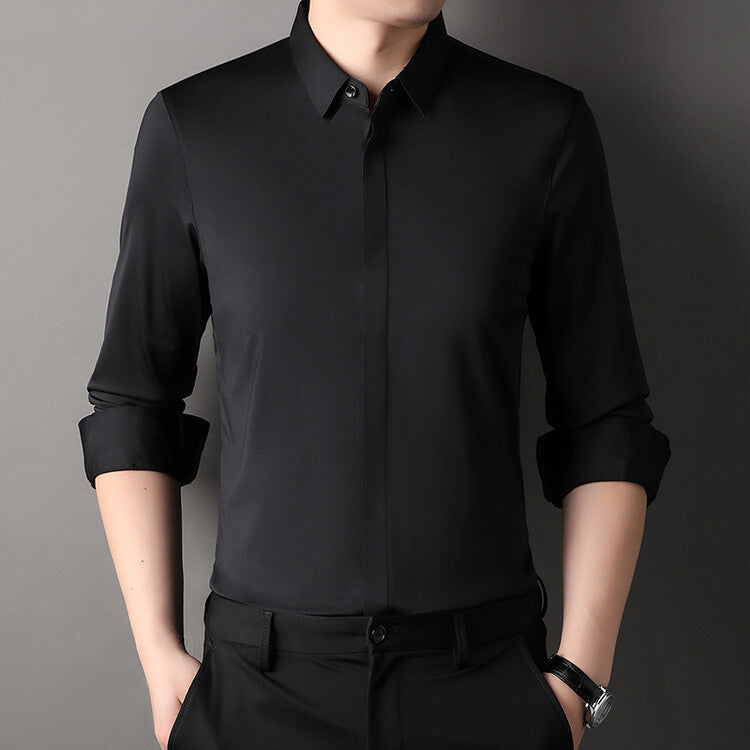 Men's long-sleeved seamless business shirt
