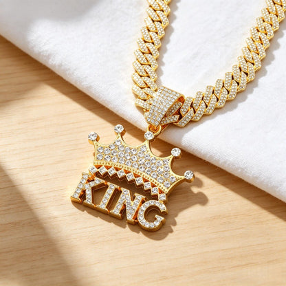Hip Hop Crown Letter Pendant Necklace